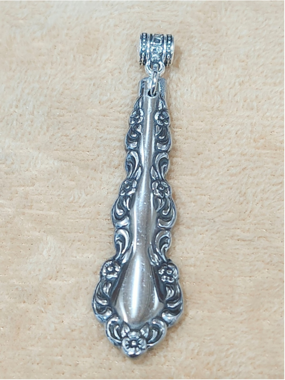 Vintage Spoon Handle Pendant Charm Stainless Steel Silverwear Jewelry